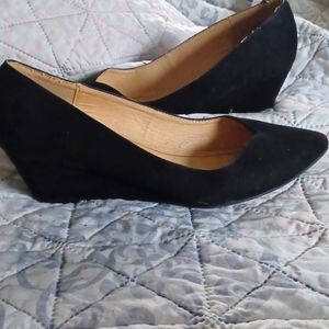 Black suede wedges